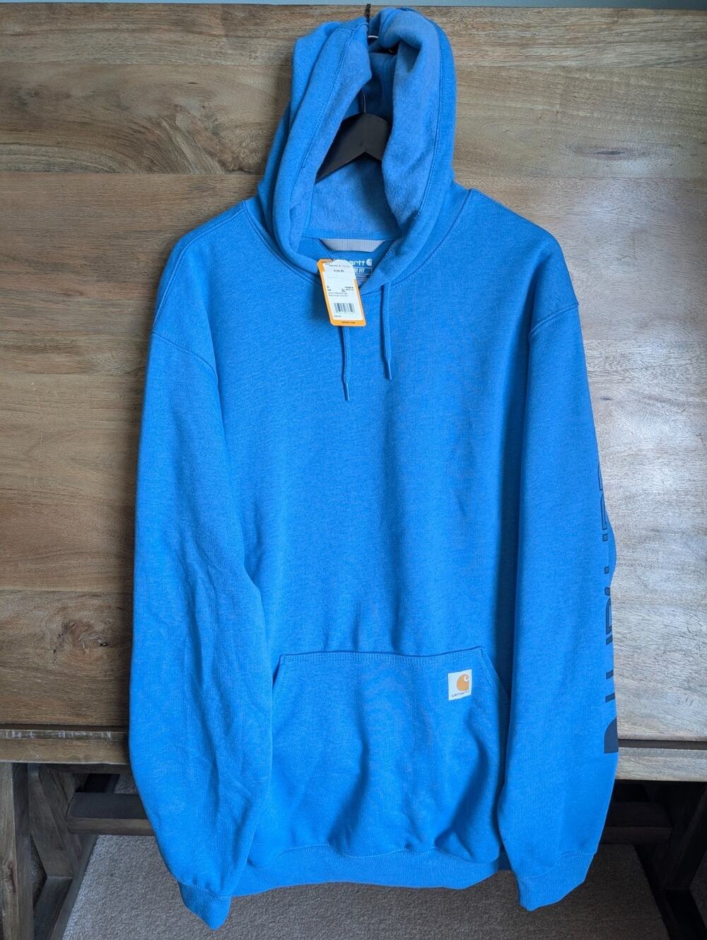 NWT Carhartt Hoodie Mens XLT Blue Midweight Loose Graphic Logo Sleeve TS0288-M